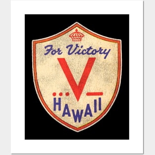 V for Victory WWII Hawaii Vintage Travel Souvenir Posters and Art